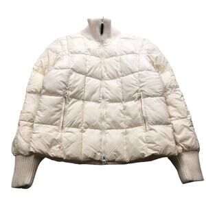Vintage 90s Tommy Jeans Lined Nylon Acrylic Quilted Puffer Jacket Womens M White